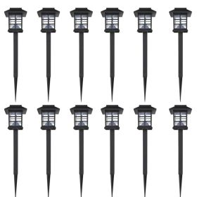 Outdoor Solar Lamp LED Light Set 12 pcs with Spike 3.4"x3.4"x15"