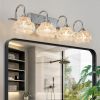 Brushed Nickel Finish Vintage Crystal Vanity Light - Elegant 4-Light Bathroom Mirror Fixture with Clear Glass Shades