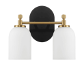 Vortex Two Lights Vanity in Traditional Style for Over Bathroom Mirror Wall Sconce 12.25"W × 10.125"H × 5.5"E With White Frosted Glass