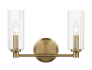 Regal Double Light Vanity With Clear Ribbed Glass - Satin Brass