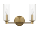 Regal Double Light Vanity With Clear Ribbed Glass - Satin Brass