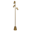 Lumina Brassed Gold Floor Lamp with Rotary Switch Triple Spots Metal Cone Base