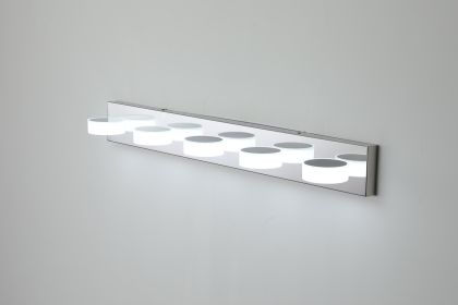 Modern 5-Light LED Vanity Light Fixture - Chrome Finish with Acrylic Light Shades - Energy-Efficient Bathroom Wall Sconce - Dimmable, 37-Inch Length
