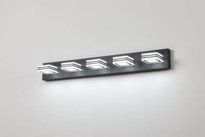 Modern 5-Light LED Vanity Light - Sleek Bathroom Wall Fixture, Iron & Acrylic, Dimmable & Energy-Efficient, Ideal for Mirror Lighting