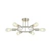 6 Light Modern Sputnik Lights Semi Flush Mount Ceiling Light Brushed Nickel Finished