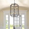 8-Lights Lantern Tiered Pendant Light Fixtures, Industrial Farmhouse Hanging Chandelier for Entryway, Foyer, Living Room, Kitchen Island