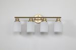 4-Light Golden Bathroom Vanity Light Fixture, Frosted Glass Shades, Modern Wall Mounted Lighting (No Bulbs)
