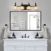 Retro 4-Light Bathroom Vanity Light Fixture - Black Finish with Crystal Glass Shades, Wall Mounted Lighting for Bathroom, Powder Room
