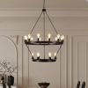 Retro style Large 2-Tier circular ceiling Ironwork chandelier