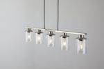 Brushed Nickel 5-Light Chandelier - Contemporary Kitchen Island Pendant Light with Clear Glass Shades for Dining Room, Farmhouse