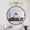 Brushed Nickel Finish Vintage Crystal Vanity Light - Elegant 4-Light Bathroom Mirror Fixture with Clear Glass Shades