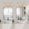 Modern Crystal Bathroom Vanity Light, 3-Light Golden Wall Sconce with Clear Glass Shade, Elegant Wall Mount Lighting for Bathroom, Powder Room