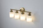 4-Light Golden Bathroom Vanity Light Fixture, Frosted Glass Shades, Modern Wall Mounted Lighting (No Bulbs)