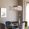 Modern Crystal Chandelier 18.9 Inches Aluminum+Iron Round Ceiling Light Flush Mount Ceiling Light Fixture for kitchen Island Dinning Bedrooms and Hall