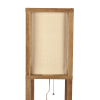 Pinnacle Shelf Floor Lamp For Bedroom/Living Room, Natural Wood with Long Shade