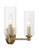 Regal Double Light Vanity With Clear Ribbed Glass - Satin Brass