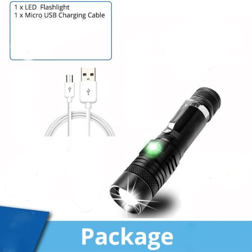 Ultra Bright LED Flashlight With XP-L -V6 LED lamp beads Waterproof Torch Zoomable 4 lighting modes Multi-function USB charging