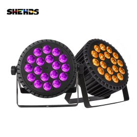SHEHDS 2PCS 18x18W Flat Aluminium LED Par 7x18W Plastic 6in1 RGBWAUV Wash Light For DJ Disco Wedding Party 40 Degree Lighting (Color: 2PCS 18x18w RGBWAUV, Plug Type: US PLUG)