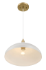Astral Single Light White Pendant Lamp with Golder Brass Finish for Entrance Kitchen Island 14"D × 8"H