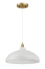 Astral Single Light White Pendant Lamp with Golder Brass Finish for Entrance Kitchen Island 14"D × 8"H